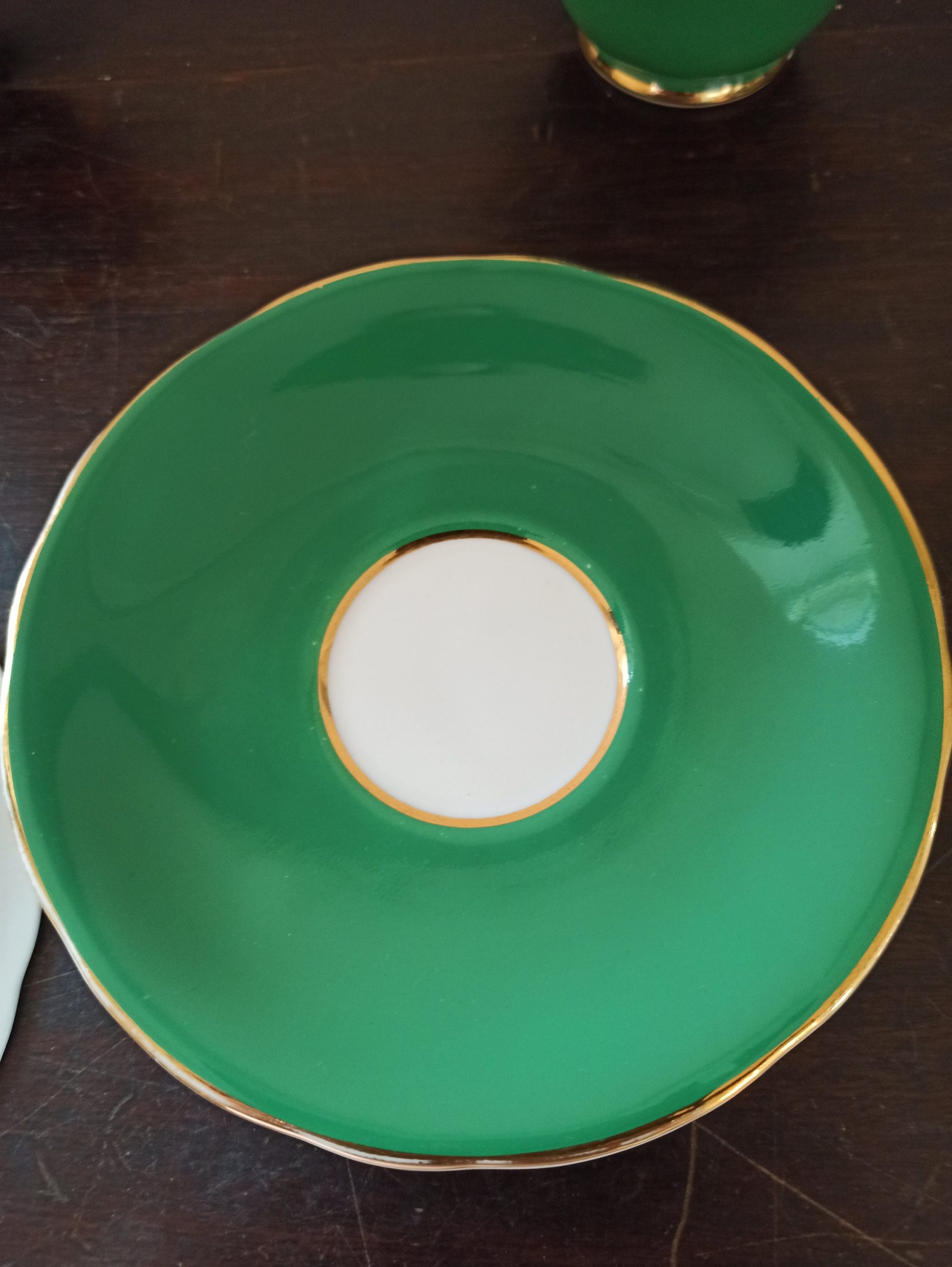 Two Edwardian Cups and Saucers, Black and Green With Gold Edge - Bone China - Image 8
