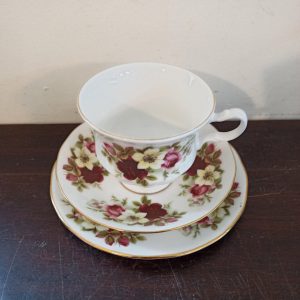 Vintage Gainsborough Cup, Saucer and Tea Plate Set. Floral Design. Excellent Condition.
