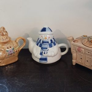 Trio of Novelty Teapots. Snowman, Arga And Elephant.