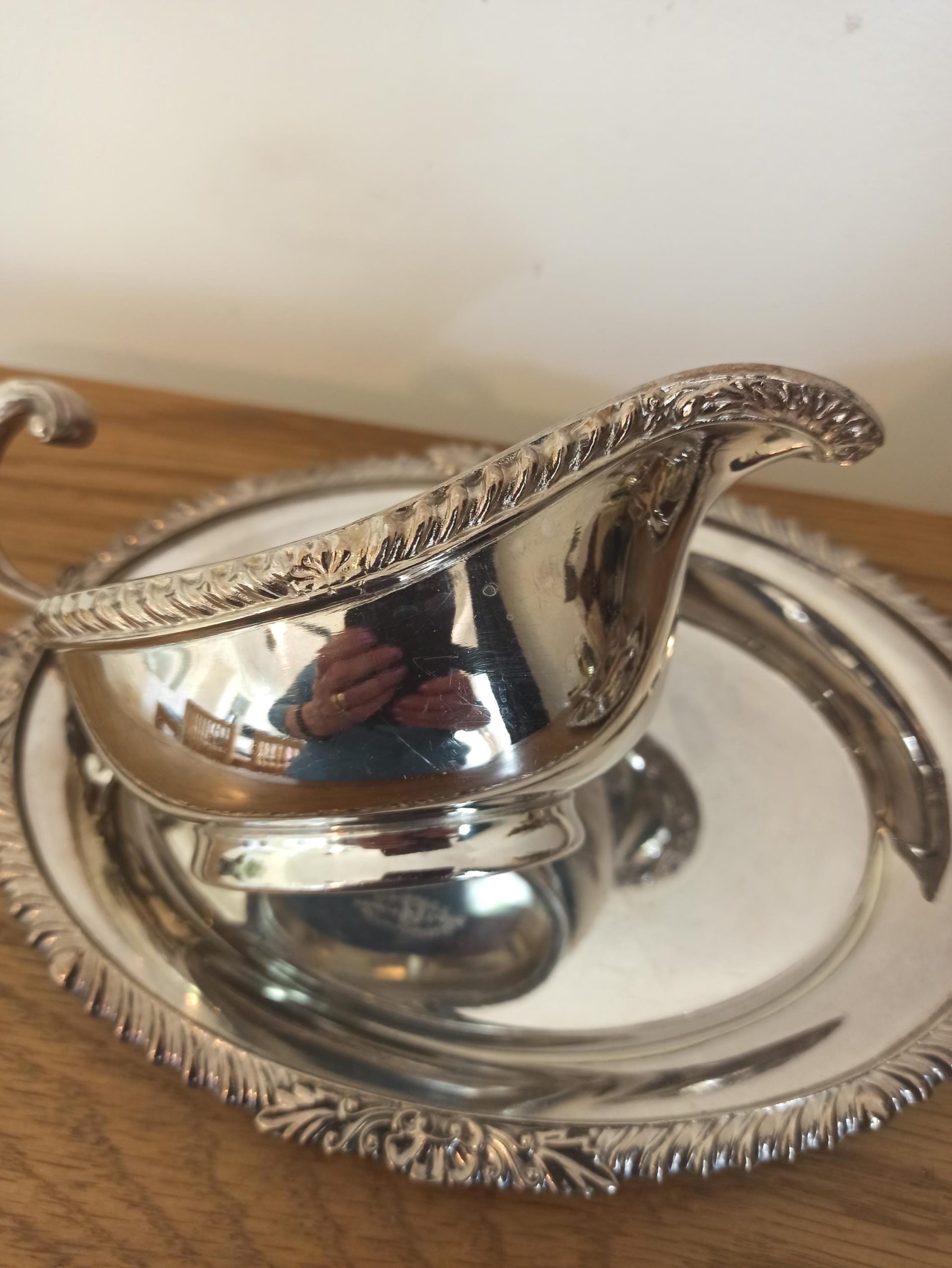 Silver Plated Sauce Boats with Stands And Sugar Bowl with Tongs. - Image 3