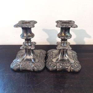 A Pair of Silver Plated Candlesticks. Very Good Condition.
