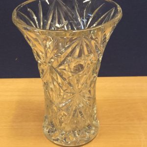 Vintage Glass Vase. Cut Glass Design. Heavy. Good Condition.