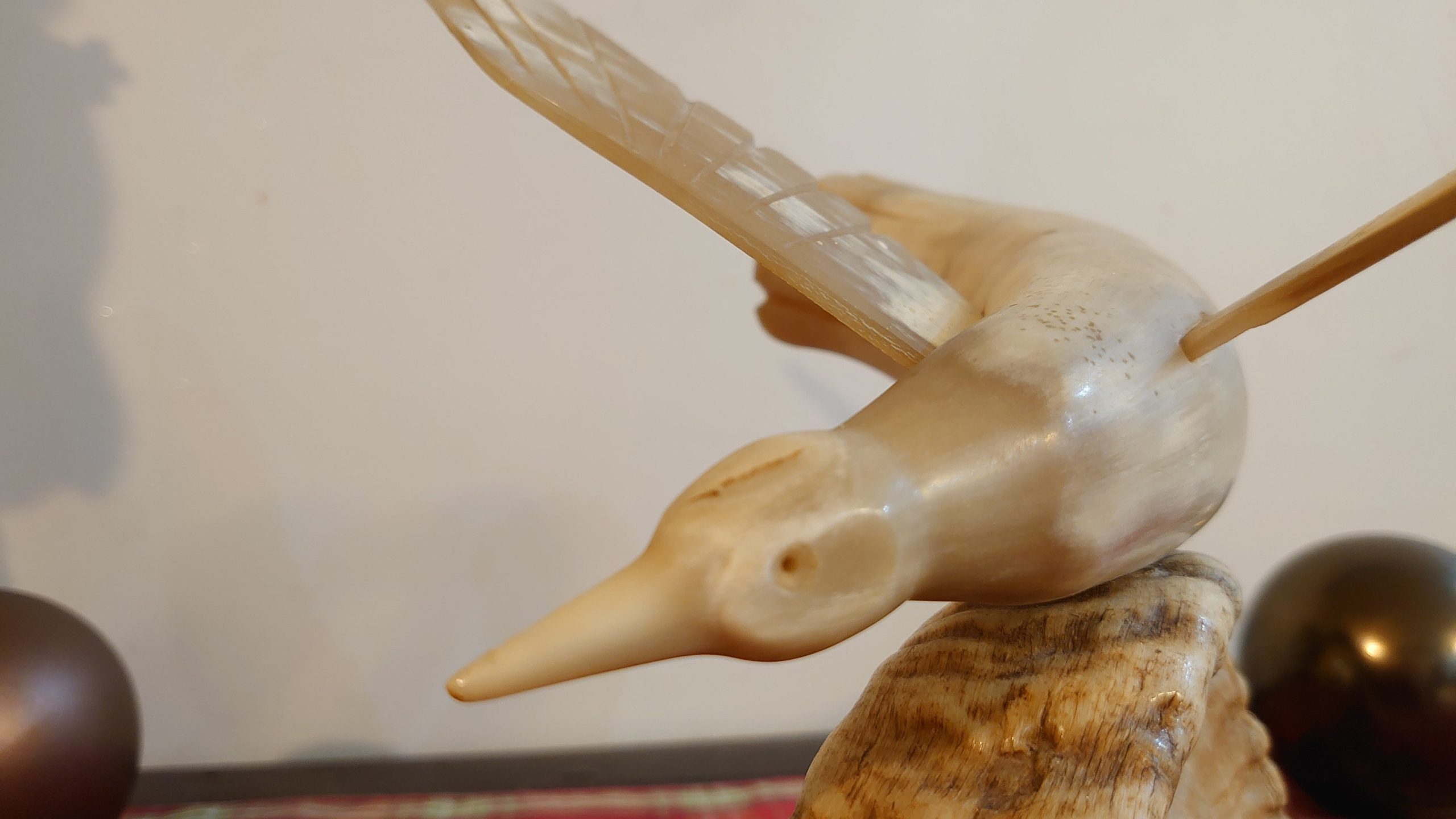 Unique Seagull in Flight Sculpture Carved from Animal Horn - eyecatching gift! - 37cm wide - Image 6
