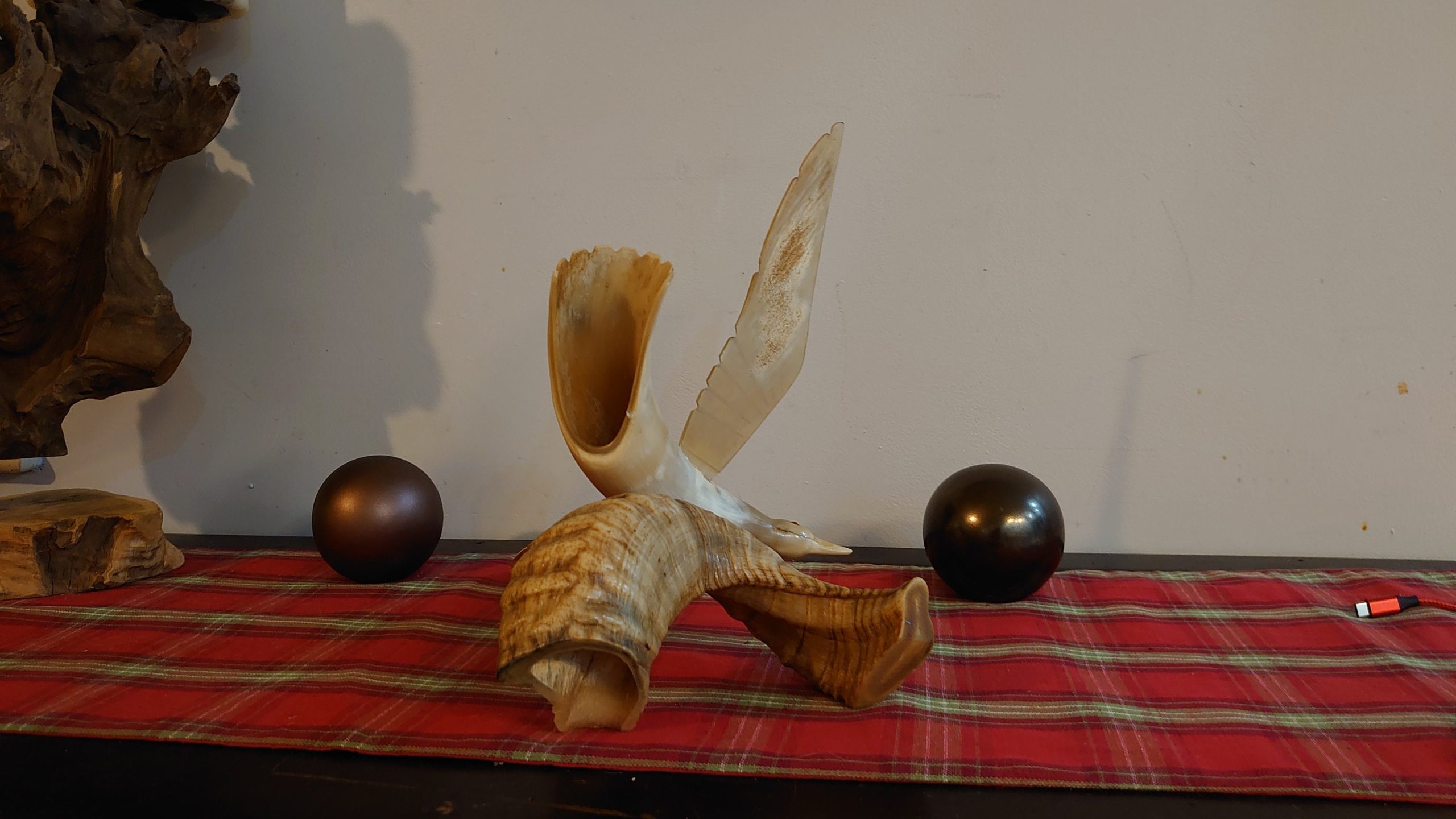 Unique Seagull in Flight Sculpture Carved from Animal Horn - eyecatching gift! - 37cm wide - Image 10