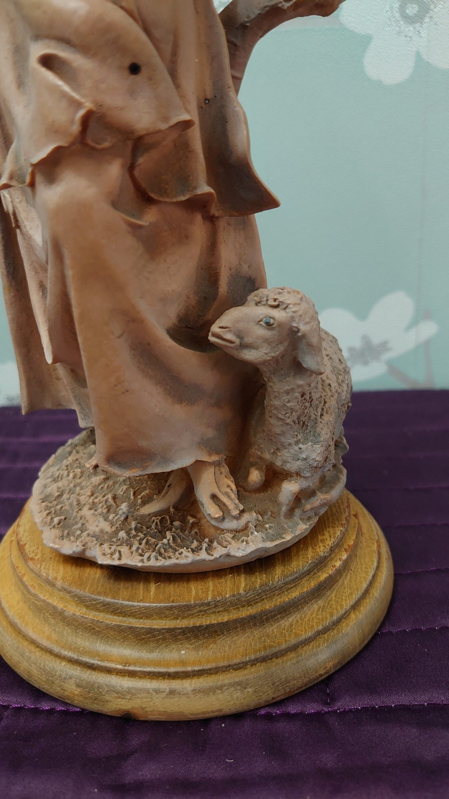 Shepherdess with Sheep Statue - Good to Very Good Condition - 31.5cm tall - 11cm diameter - Image 6