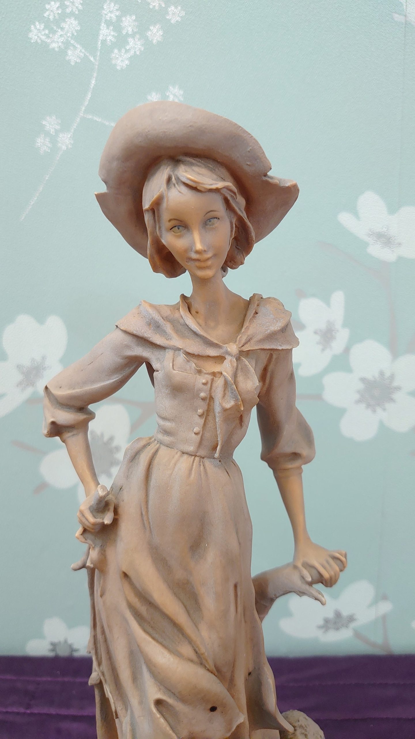 Shepherdess with Sheep Statue - Good to Very Good Condition - 31.5cm tall - 11cm diameter - Image 5