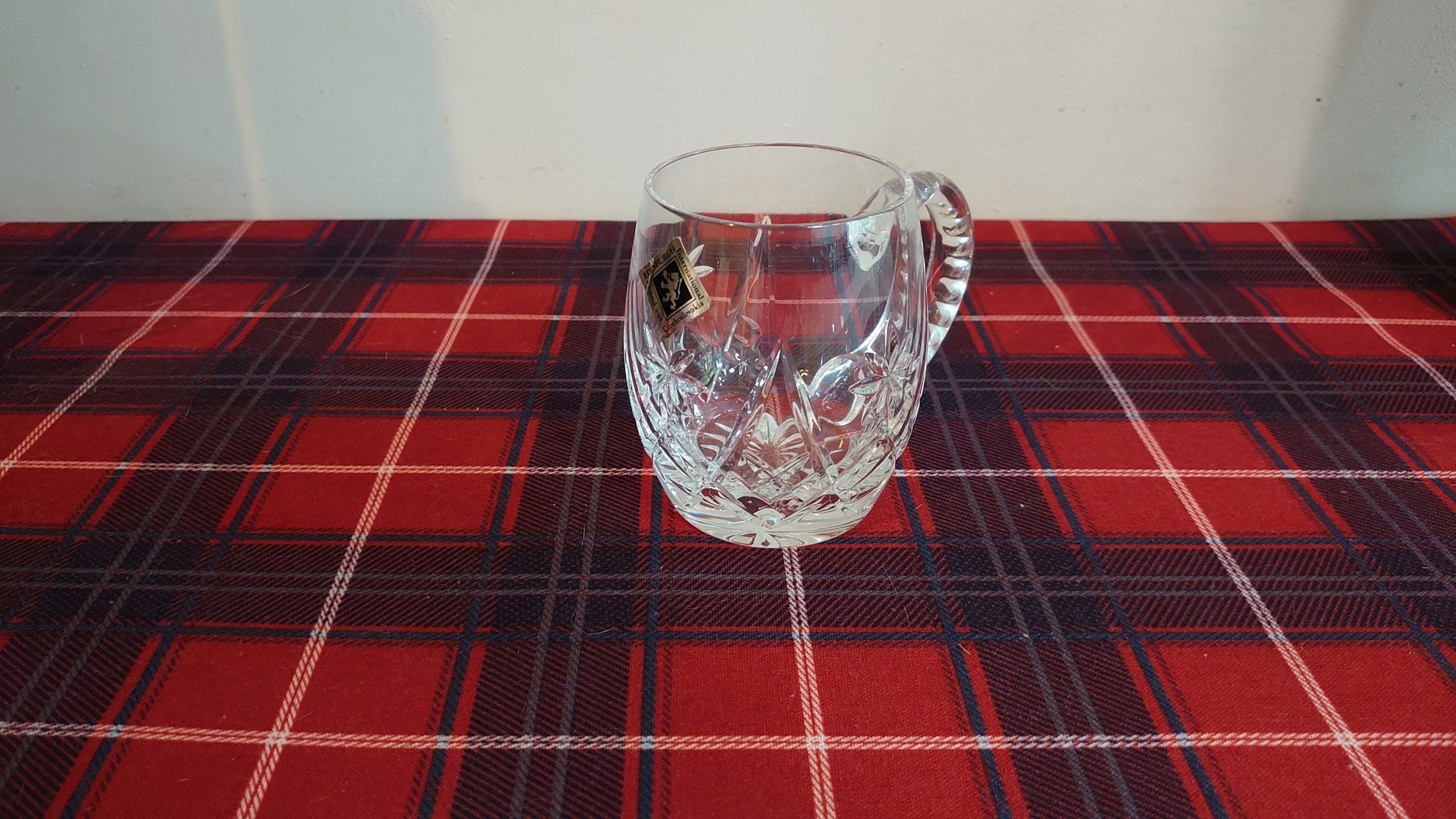 Czechoslovakian International Edinburgh Crystal Half Pint Glass Tankard - Excellent Condition - Hand Cut - 9.5cm tall