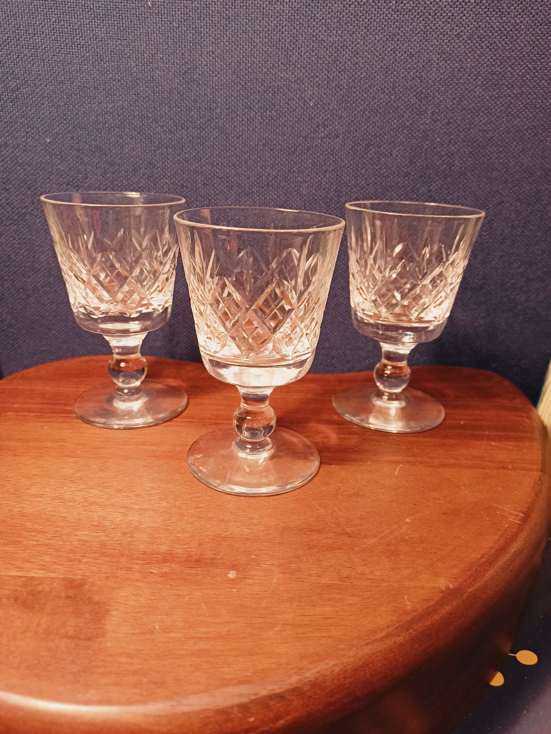 Vintage Set of Three Sherry Glasses. Very Good Condition.