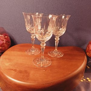 3 Small Vintage Lead Crystal Wine Glasses. Very Good Condition.