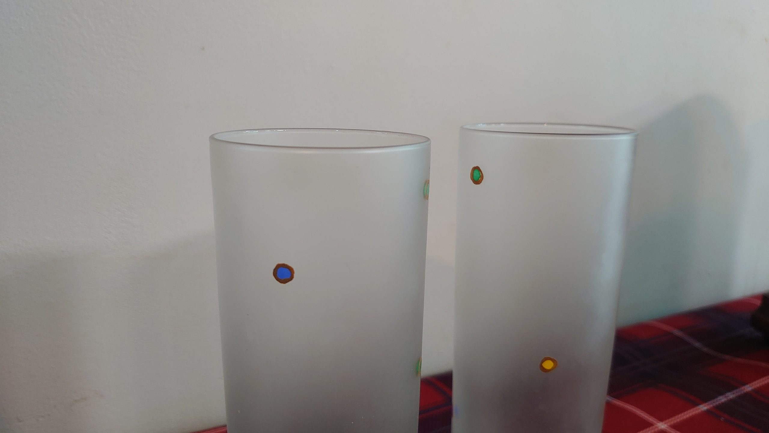Two Tall Frosted Retro Dotty Lemonade or Hiball Glasses - Very Good Condition - Image 3