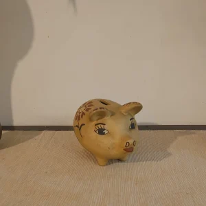 A Beautifully Created and Painted Ceramic Salt-Glaze Pig Piggy Bank - Excellent Condition