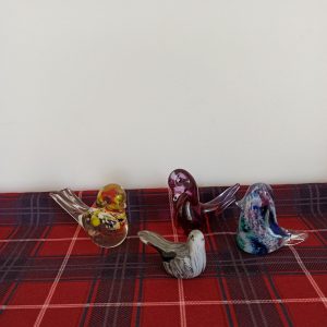 Set of 4 Glass Bird Ornaments. All In Very Good Condition.