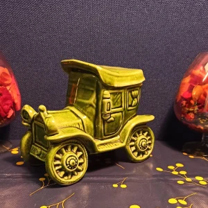 Ceramic Vintage Green Majolica Style Car.
