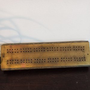 Vintage Brass and Wood Cribbage Board.