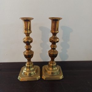 A Pair of Brass Candlesticks. For Taper Dinner Candles. Very Good Condition.