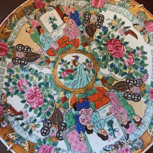 A Pair of Hand Painted Famille Rose Decorative Wall Plates.