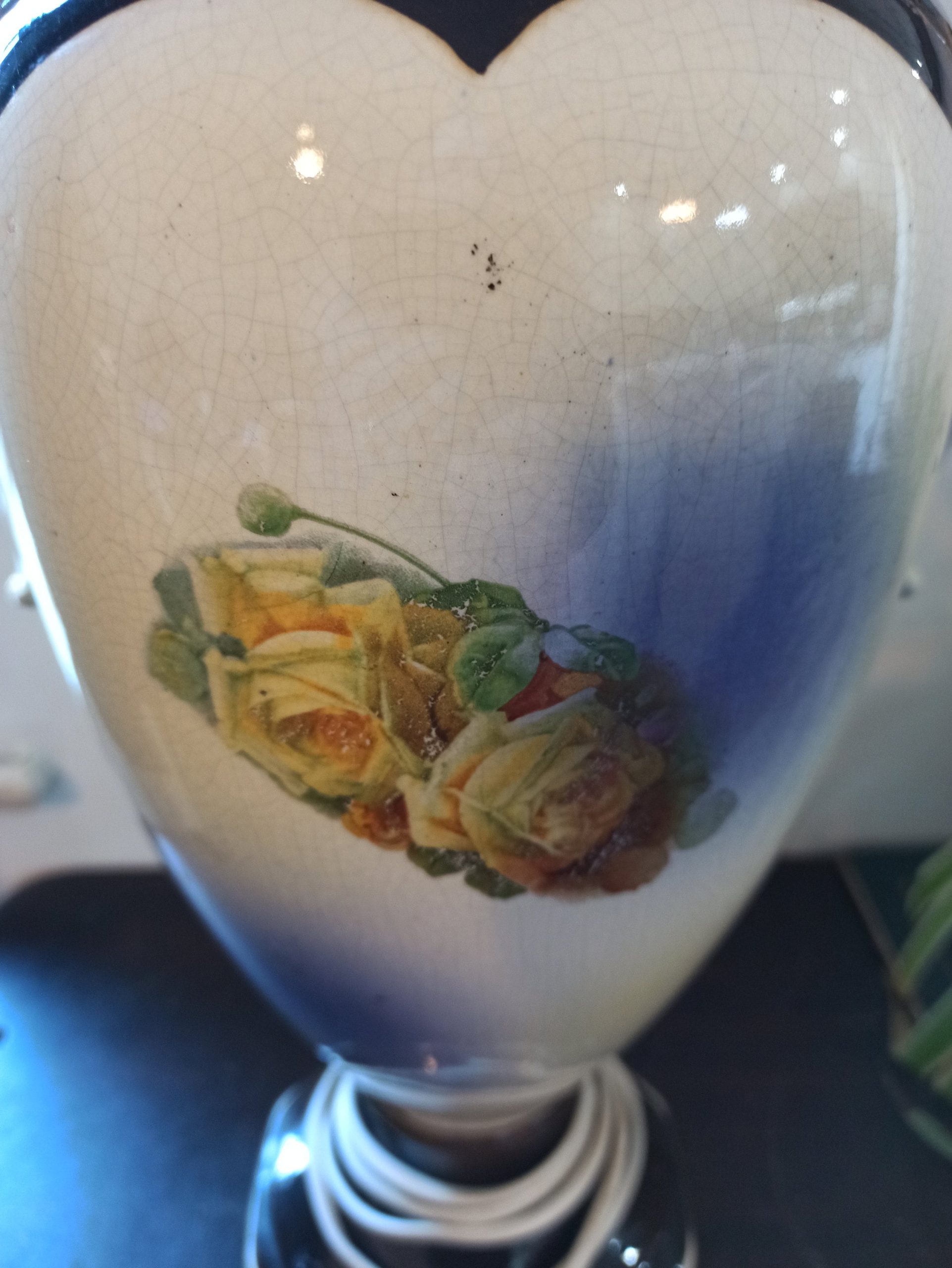 Tall Table Lamp In The Style of Royal Crown Derby. Good Condition PAT tested and Working. - Image 6
