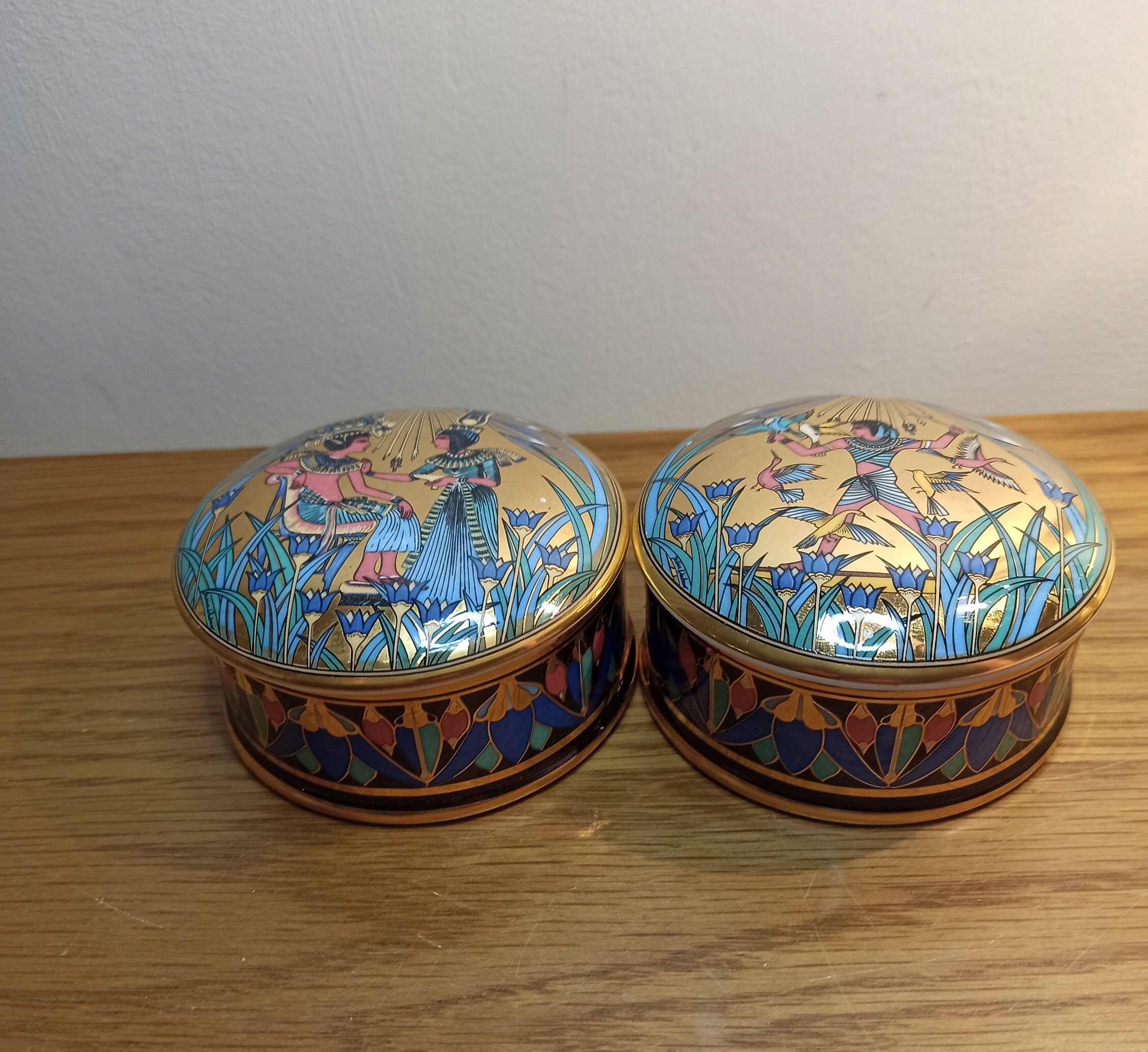 A Pair of 'Treasure of The Nile' Trinket Boxes. Excellent Condition. Tutankhamun. 1996. Compton and Woodhouse.