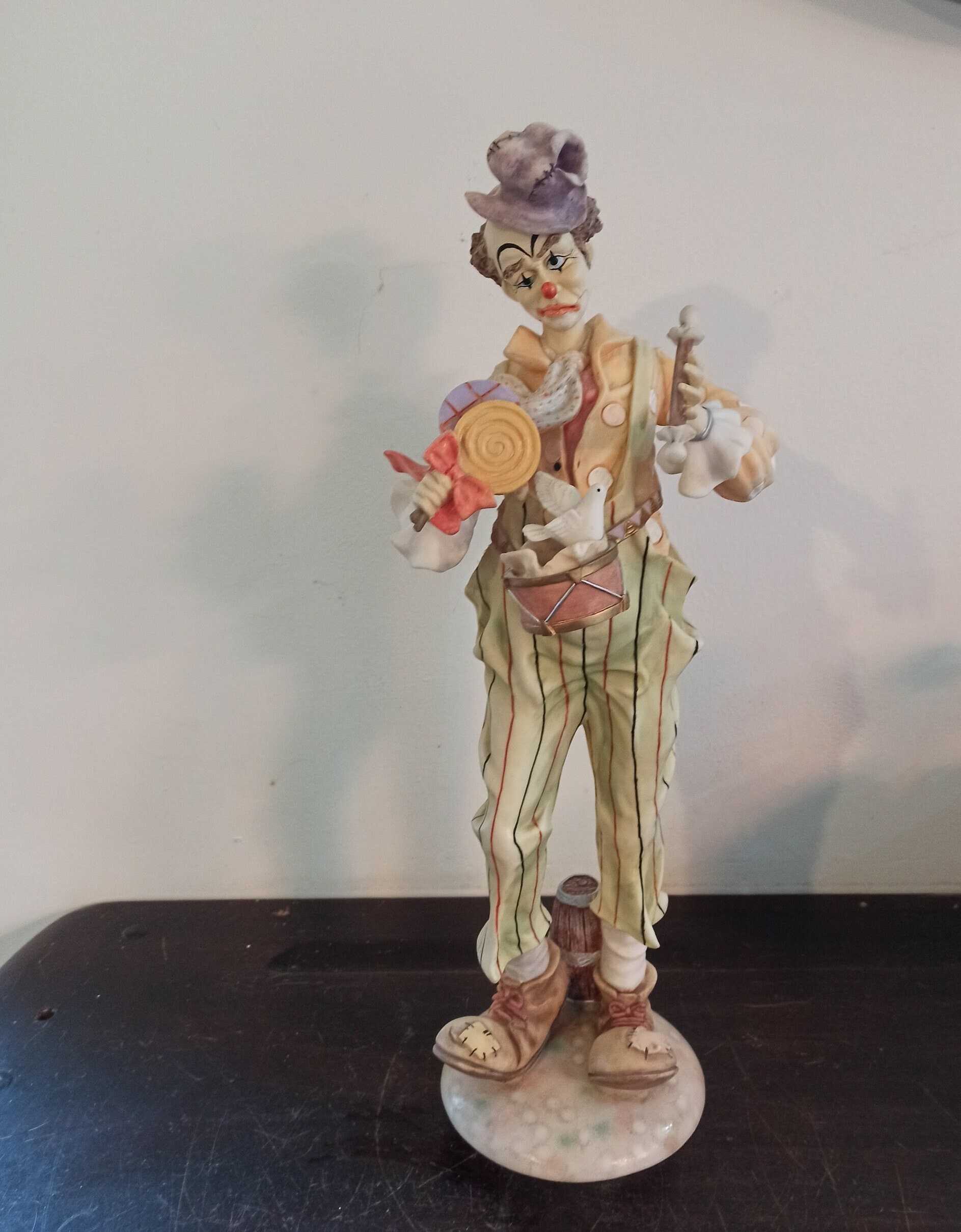 Vintage Leonardo Clown Ornamental Figurine. The Circus Comes To Town. Very Tall.