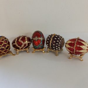 Jewelled Enamelled Faberge Style Egg. Trinket Box. Very Good Condition.