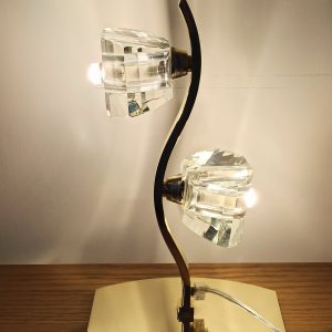 Alfa Polished Brass Table Lamp With K9 Crystal Shades. 2 x G9s