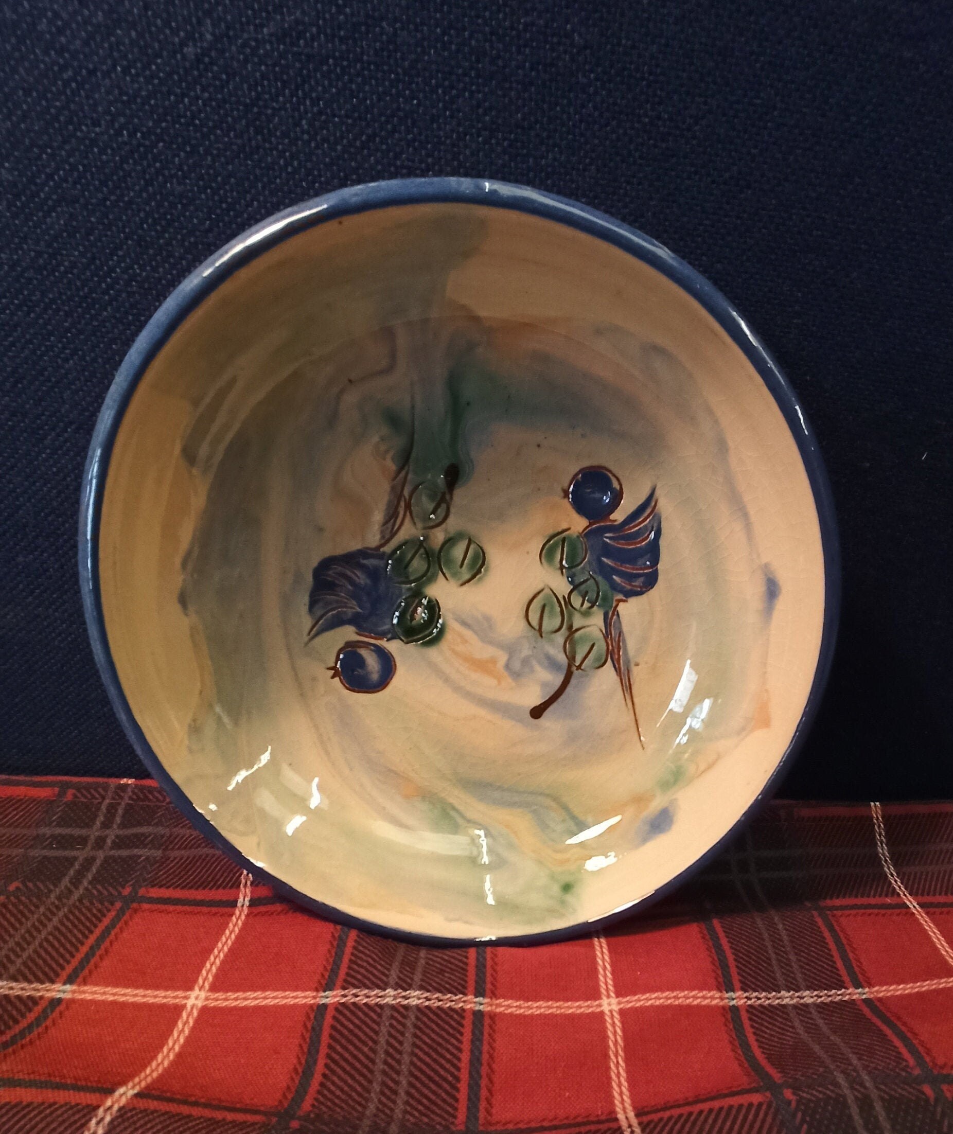 Glazed Earthenware Fruit Bowl - Mediterranean - Vintage. - Image 4
