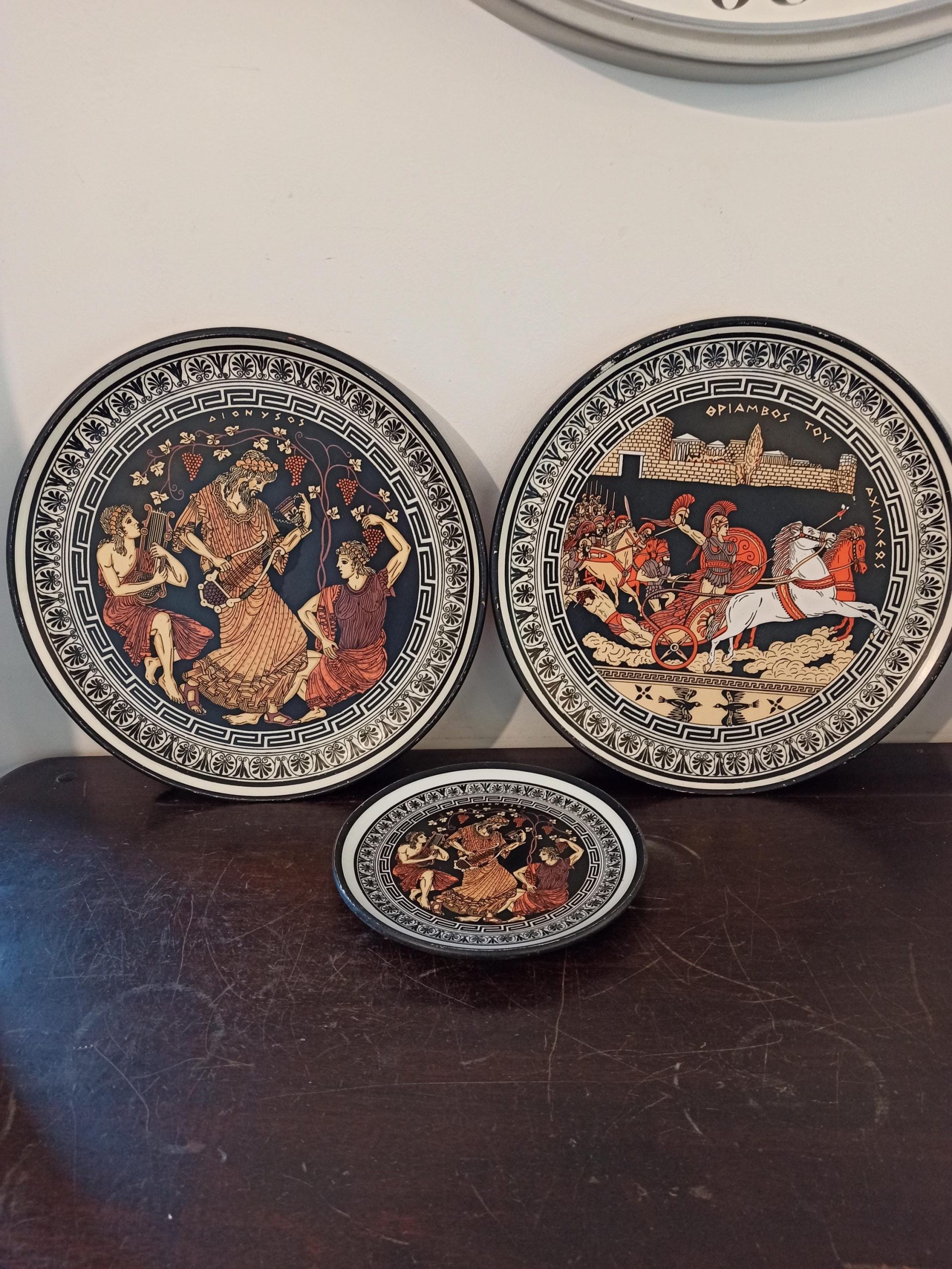 Greek Wall Plates. Warriors and Greek God. Vintage.