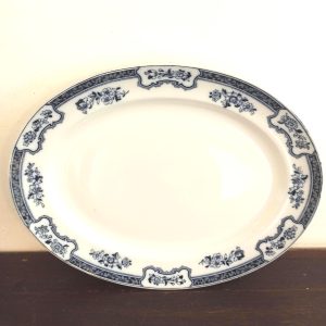 Various Vintage and Antique Plates. Blue and White. Meat Platter, Sandwich Platter and Small Fruit Bowl.