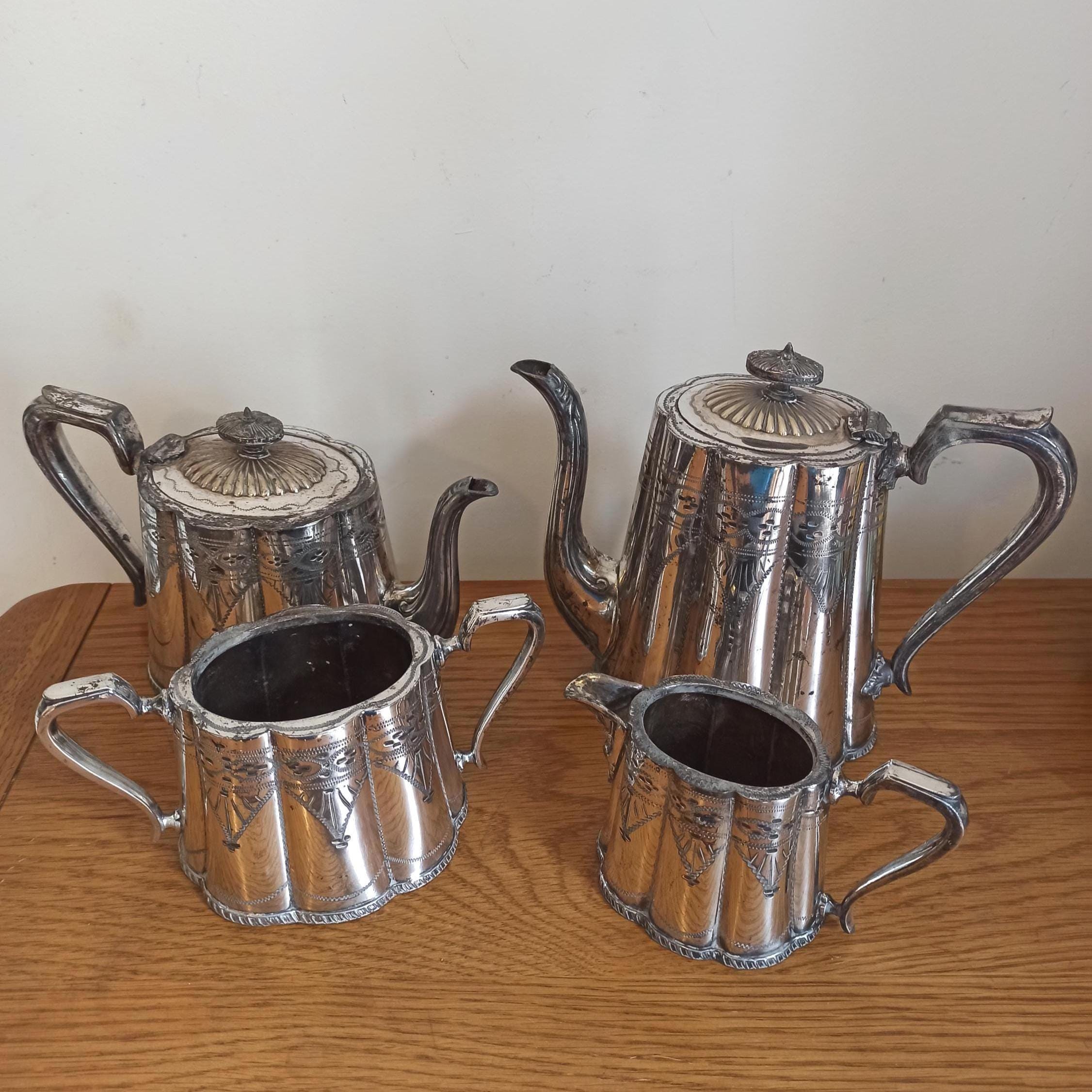 EPBM 4 Piece Teaset. Water Pot, Teapot, Milk Jug and Sugar Bowl.