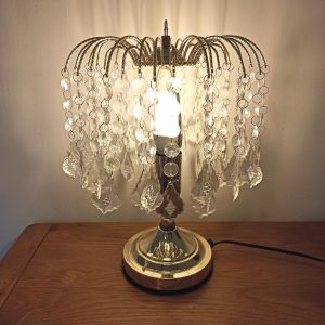 Small Pendant Table Lamp. Acrylic and Polished Brass.