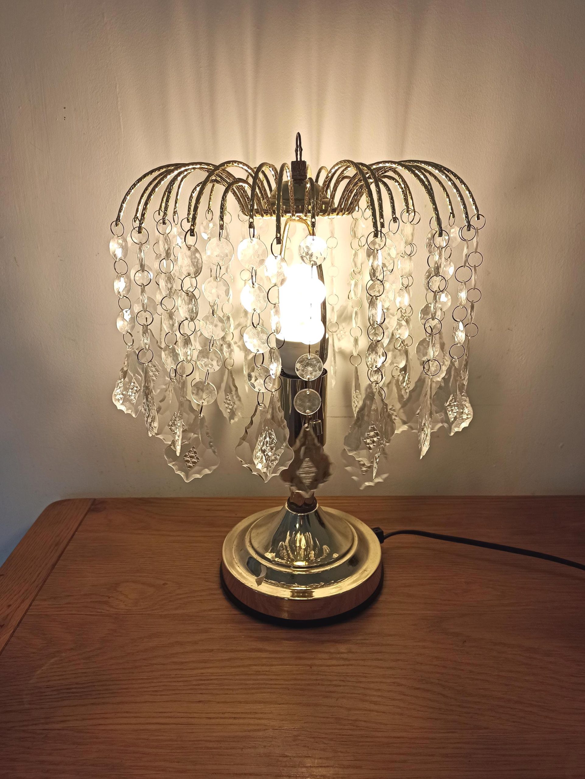Small Pendant Table Lamp. Acrylic and Polished Brass.