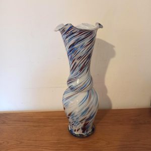 Caithness Glass Vase. Marble / Swirl Effect pattern. Petal Style Top. Good Condition. Vintage.