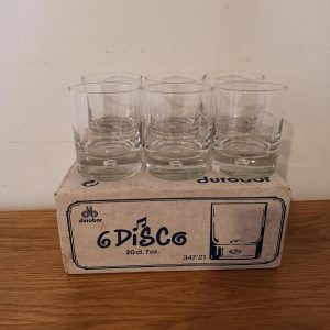 Set of 6 Durobar Retro Glass Tumblers. Original Box. 1970s.  Good Condition.