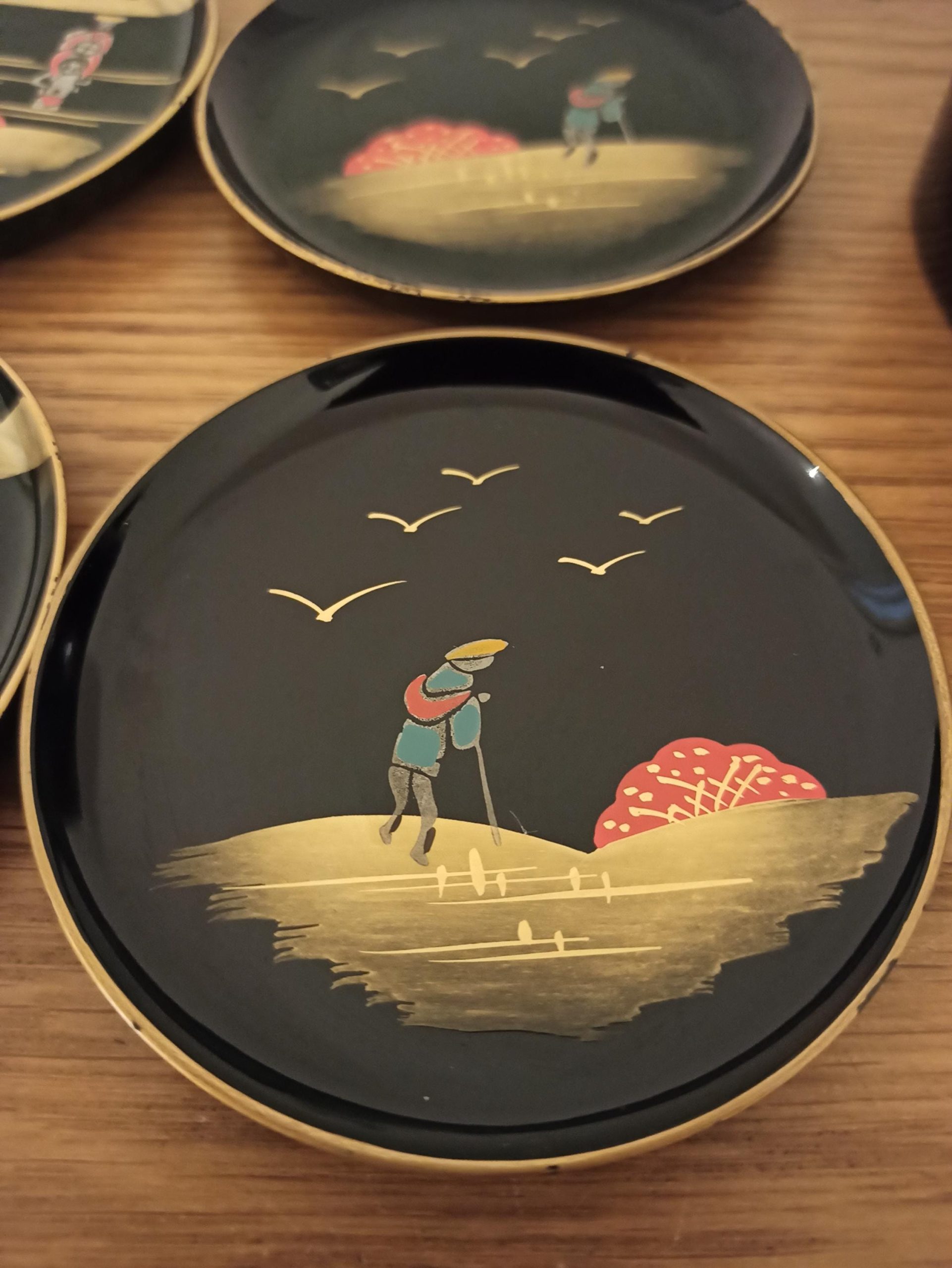 Sets of Japanese Laquered Coasters. Vintage. Good Condition. - Image 6