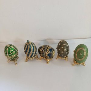 Jewelled Enamelled Faberge Style Egg. Trinket Box. Very Good Condition.