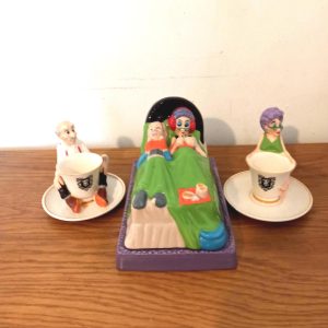 Ringtons Butter Dish ('Rosy Lee and Earl Grey') and Two Egg Cups. Good condition.