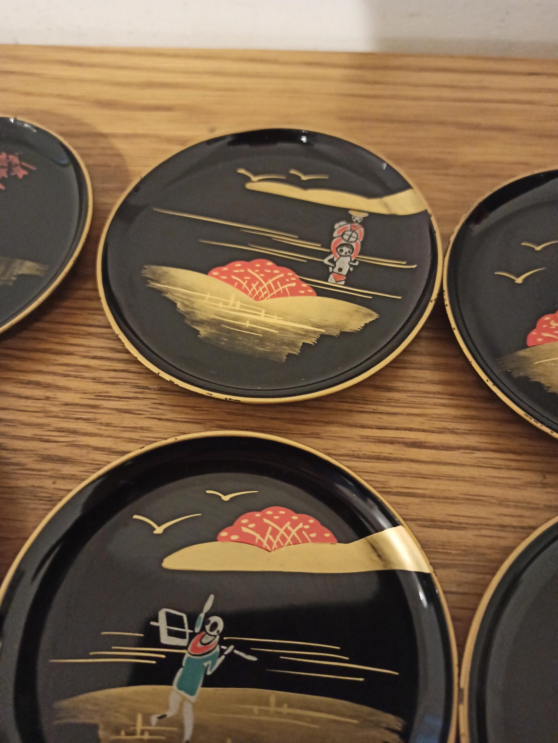 Sets of Japanese Laquered Coasters. Vintage. Good Condition. - Image 8