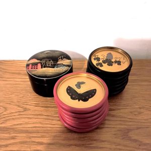 Sets of Japanese Laquered Coasters. Vintage. Good Condition.