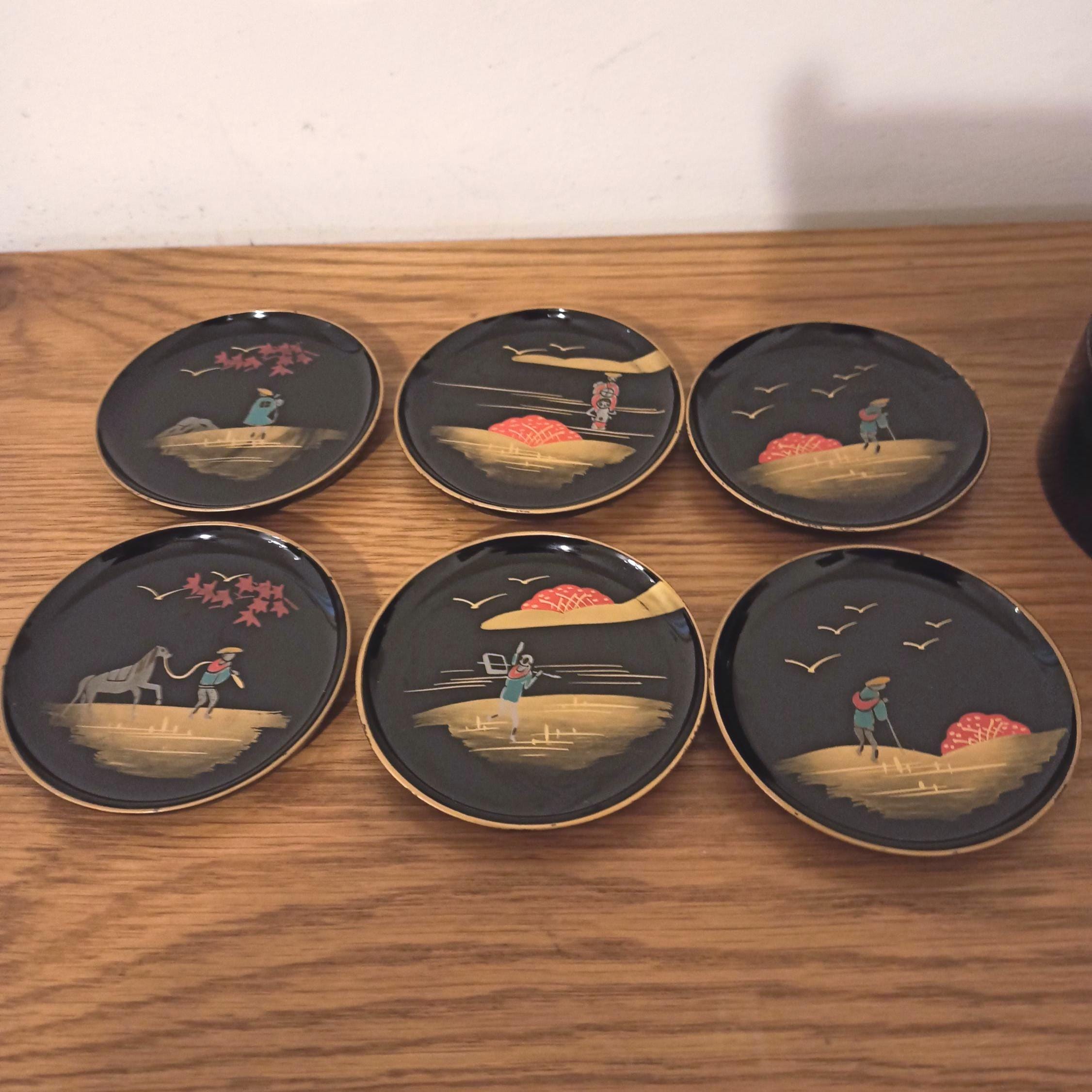 Sets of Japanese Laquered Coasters. Vintage. Good Condition. - Image 4