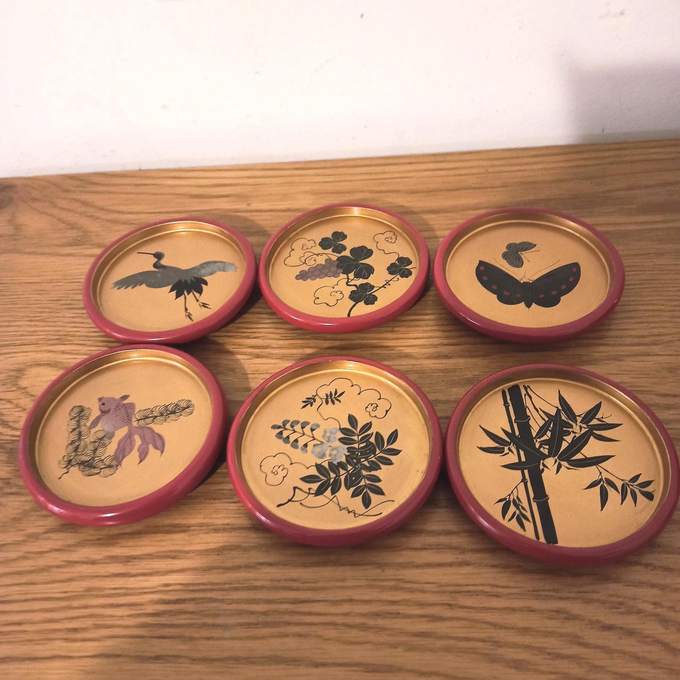 Sets of Japanese Laquered Coasters. Vintage. Good Condition. - Image 10