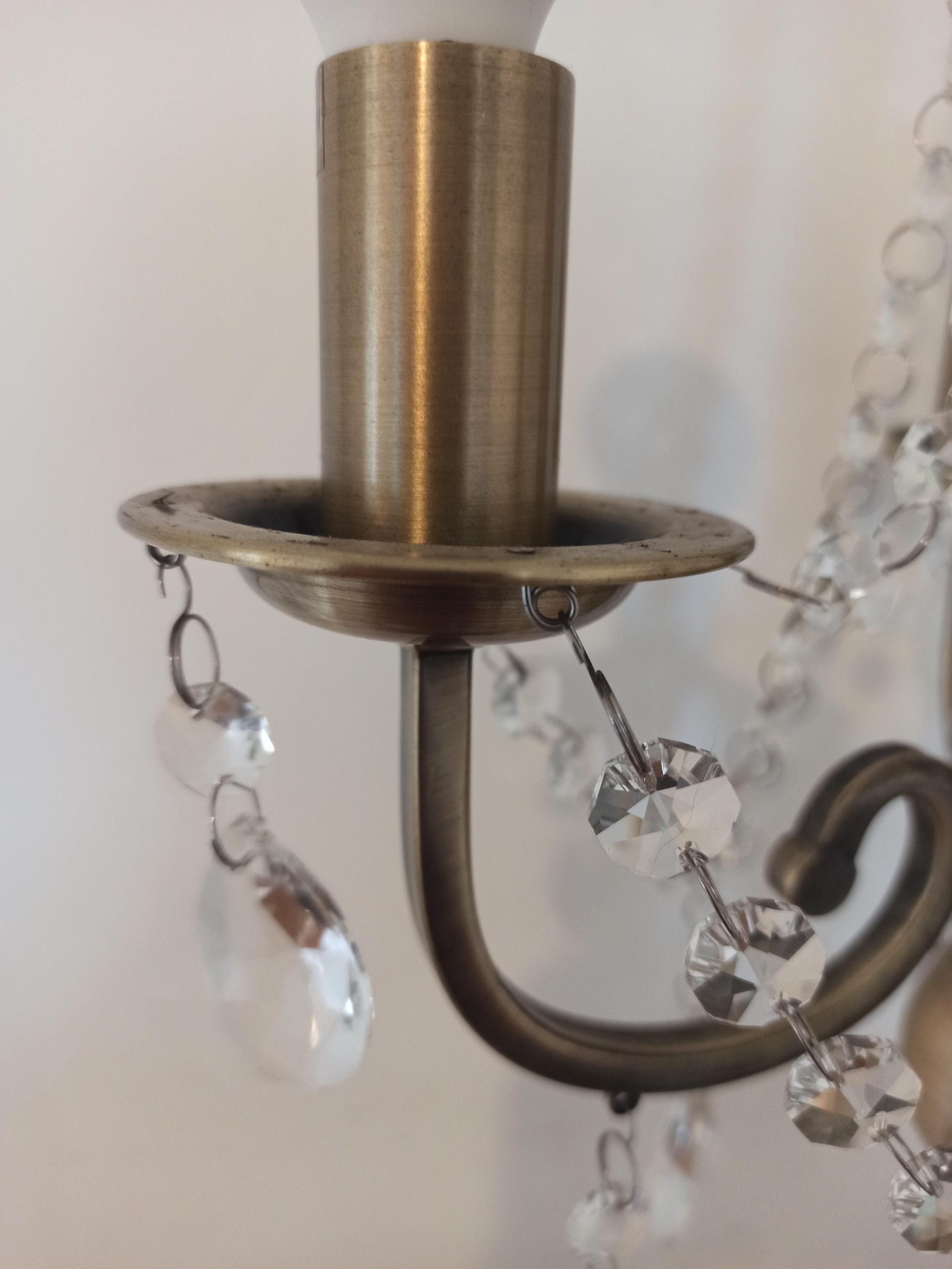 Polished Brass Table Lamp. Chandelier Style. Glass Bead Droplets. - Image 8