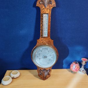 Antique Large Oak Aneroid Wall Barometer, Working. Early-mid 20th Century - Heavy - Very Good Condition