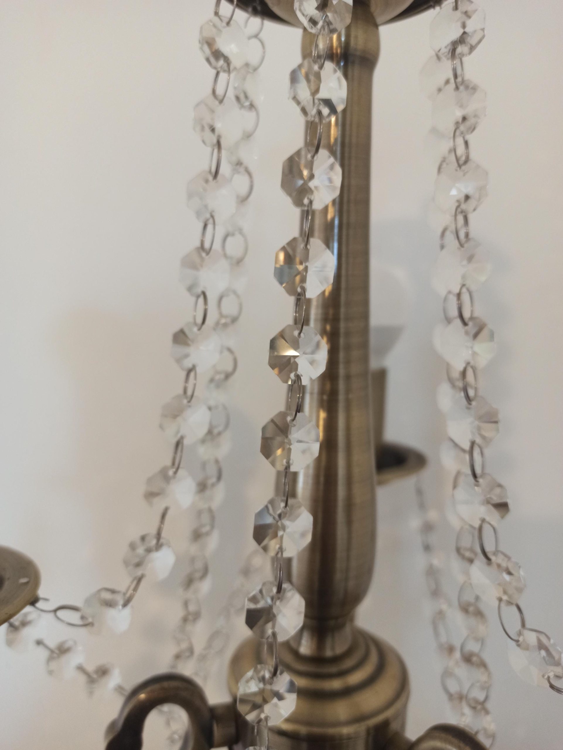 Polished Brass Table Lamp. Chandelier Style. Glass Bead Droplets. - Image 9