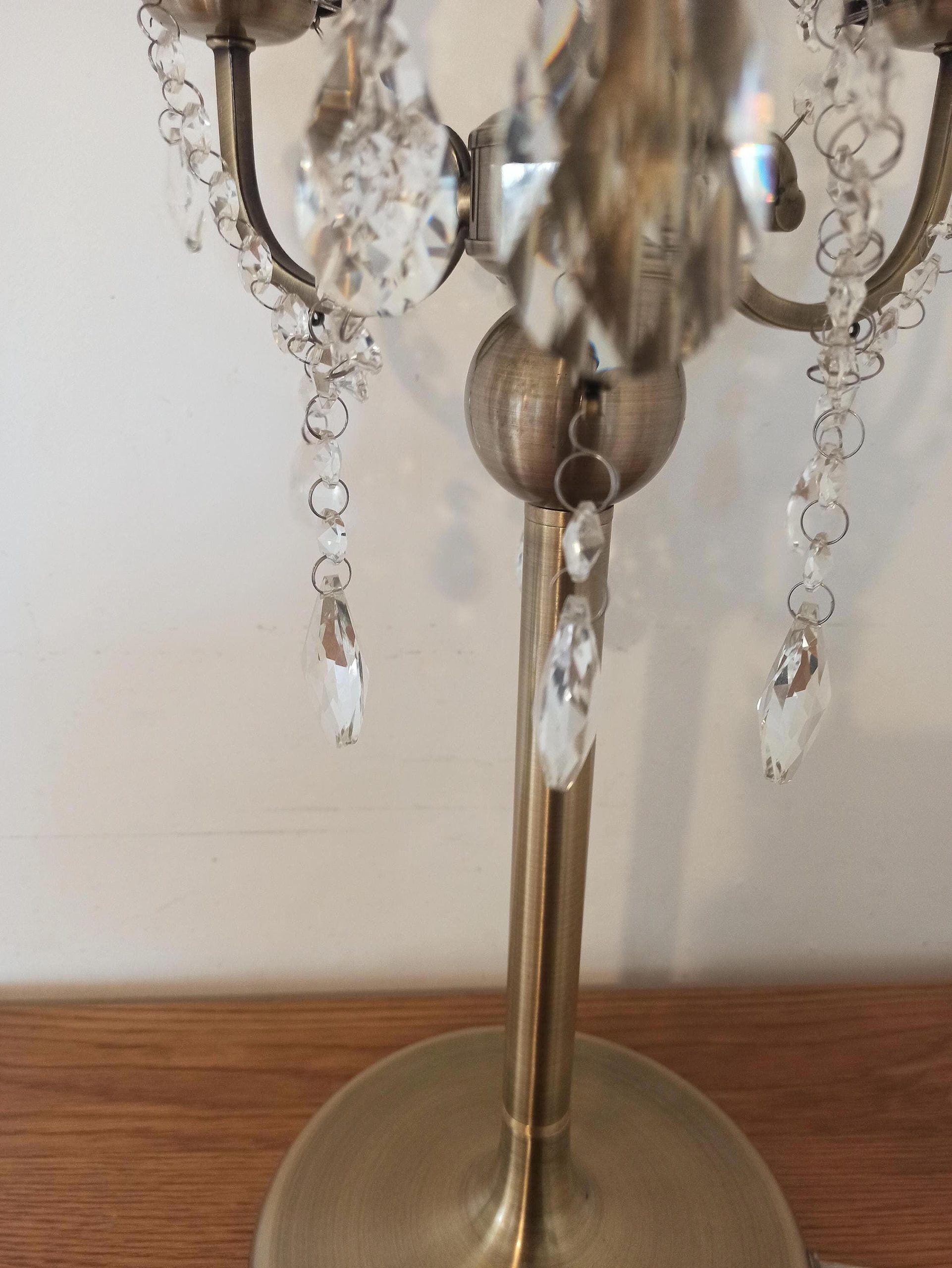 Polished Brass Table Lamp. Chandelier Style. Glass Bead Droplets. - Image 5