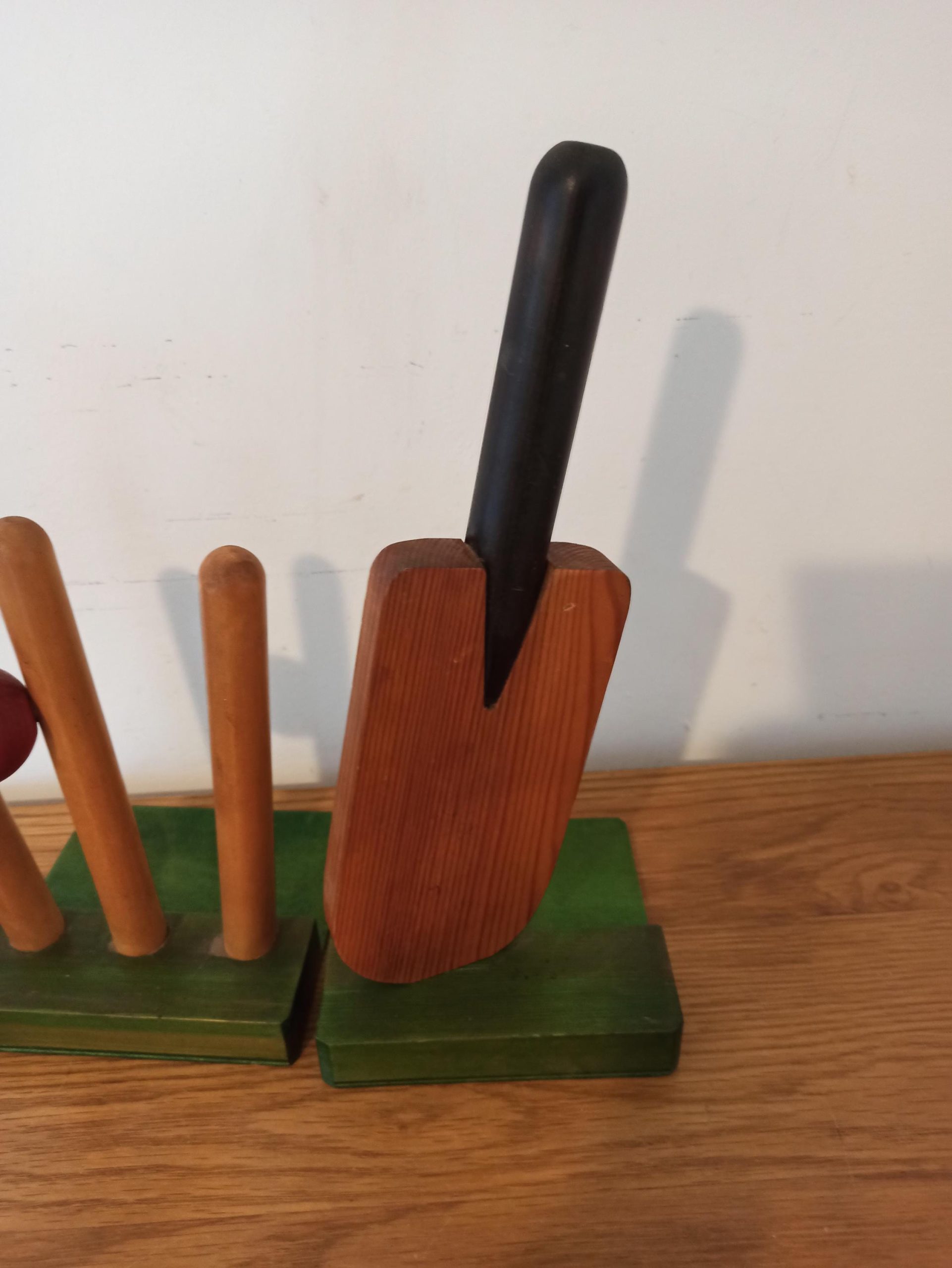 Vintage Wooden Bookends. Wayne Dove Design. Cricket Theme. - Image 10