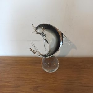 Vintage Murano Glass Dolphin Paperweight. Very Good Condition. Blown Glass.