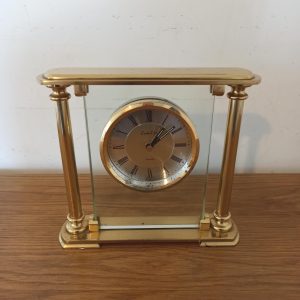Brass Mantle Clock. Battery Operated. Quartz. London Clock. With Alarm.
