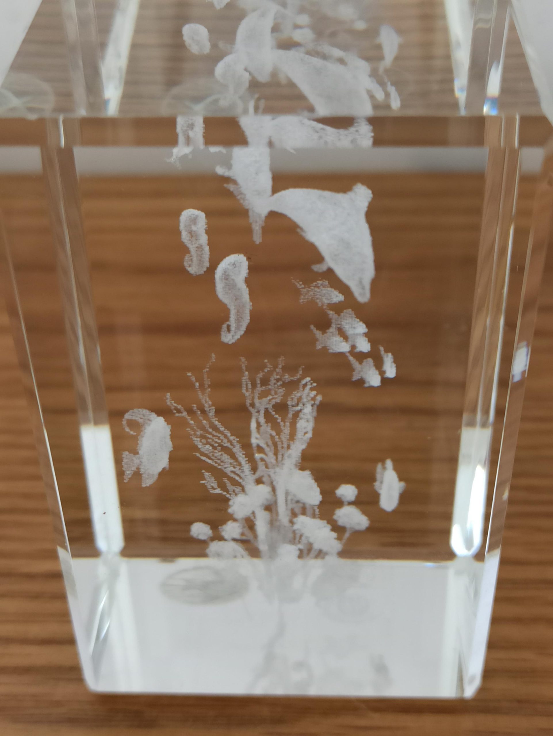 Crystal Impressions Paperweight Glasses. Very Good Condition. Ocean Scene and Bird Scene. - Image 3