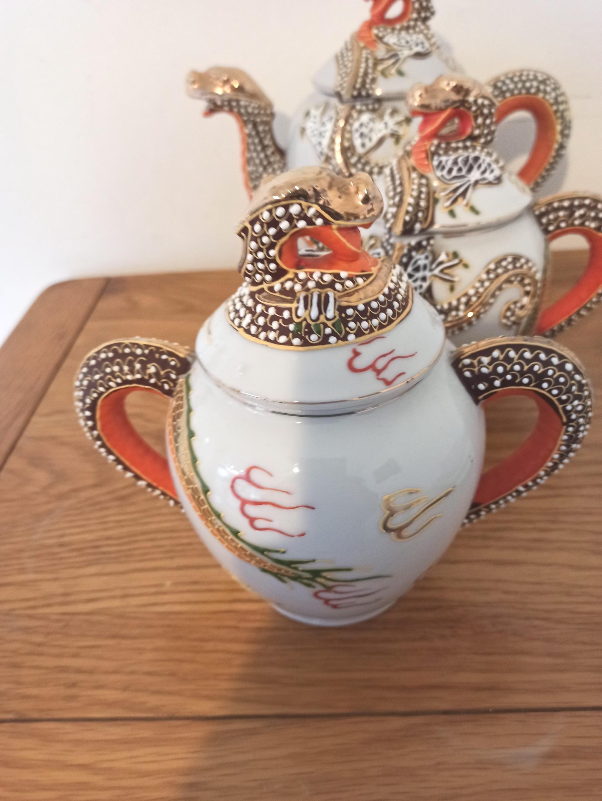 Japanese Dragon Teaset for Four. Porcelain. Very Good Condition. - Image 8