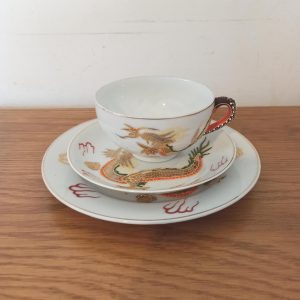 Trio Dragon Cup, Saucer and Side Plate. Very Good Condition.